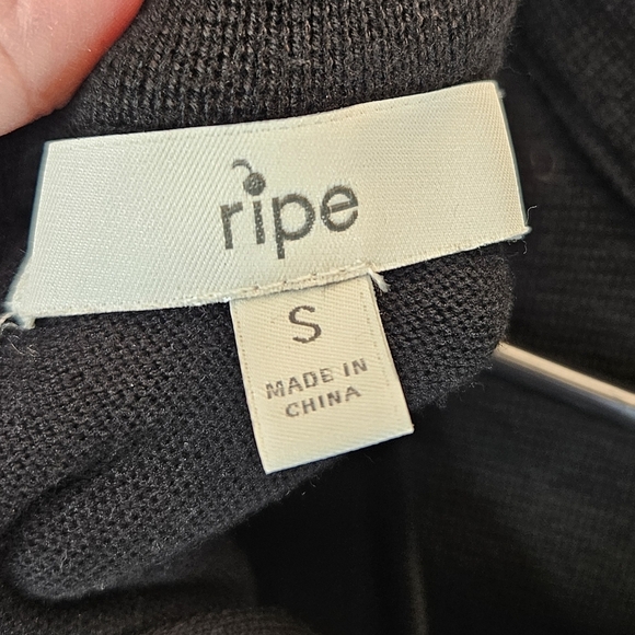 Ripe Womens Maternity Layered Nursing Flap Black Knit Dress Sz S Mock Neck Midi - Picture 8 of 11